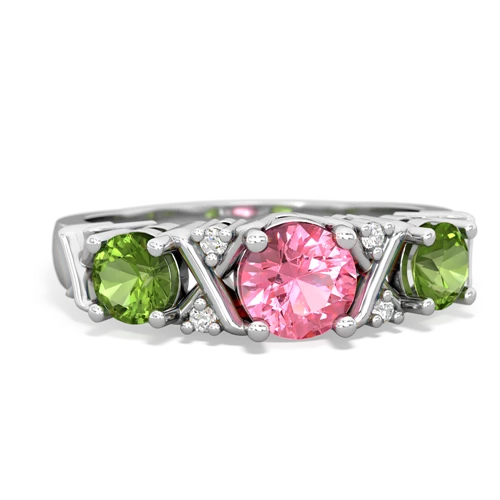 Lab Pink Sapphire Lab Created Pink Sapphire with Genuine Peridot and  Hugs and Kisses ring Ring