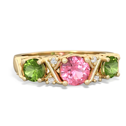 Lab Pink Sapphire Lab Created Pink Sapphire with Genuine Peridot and Genuine Aquamarine Hugs and Kisses ring Ring