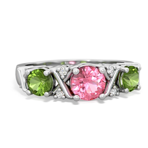 pink sapphire-peridot timeless ring