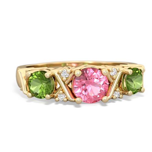 pink sapphire-peridot timeless ring