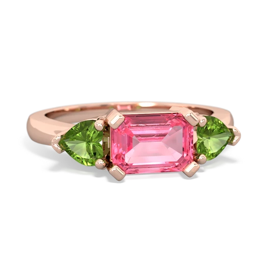 Lab Pink Sapphire Lab Created Pink Sapphire with Genuine Peridot and  Three Stone ring Ring