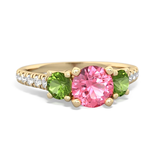 Lab Pink Sapphire Lab Created Pink Sapphire with Genuine Peridot and  Pave Trellis ring Ring