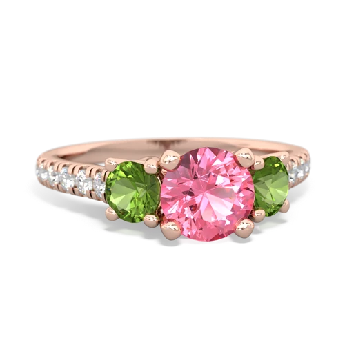 pink sapphire-peridot trellis pave ring