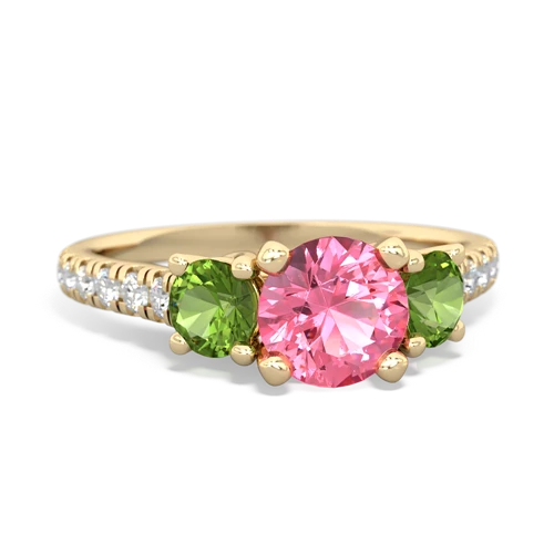 pink sapphire-peridot trellis pave ring