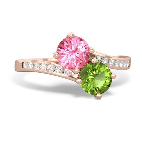 Lab Pink Sapphire Lab Created Pink Sapphire with Genuine Peridot Keepsake Two Stone ring Ring