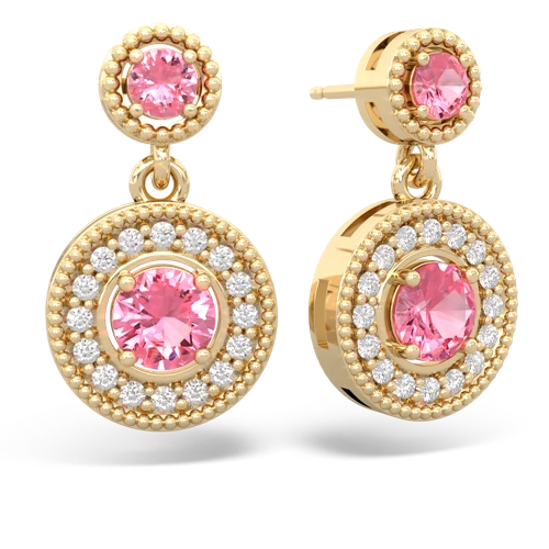 pink sapphire-pink sapphire halo earrings