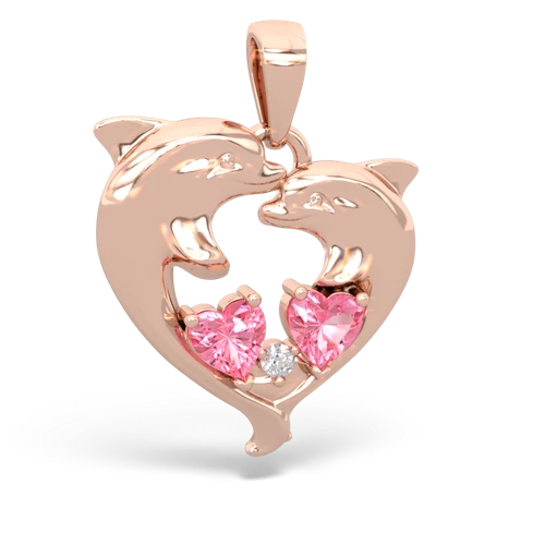 pink sapphire-pink sapphire dolphins pendant