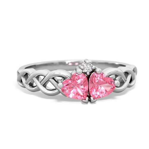 pink sapphire-pink sapphire celtic braid ring