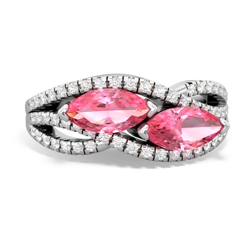 pink sapphire-pink sapphire double heart ring