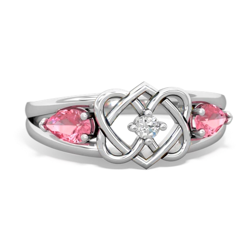 pink sapphire-pink sapphire double heart ring