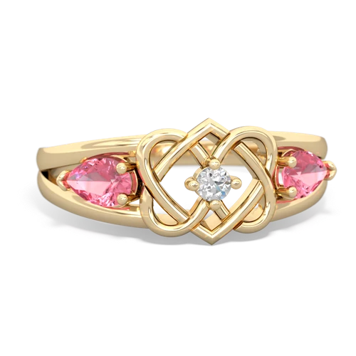 pink sapphire-pink sapphire double heart ring