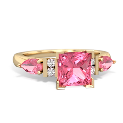 pink sapphire-blue topaz engagement ring