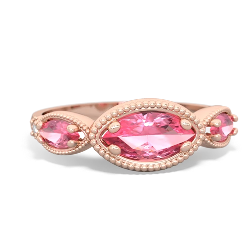 lab sapphire-pink sapphire milgrain marquise ring