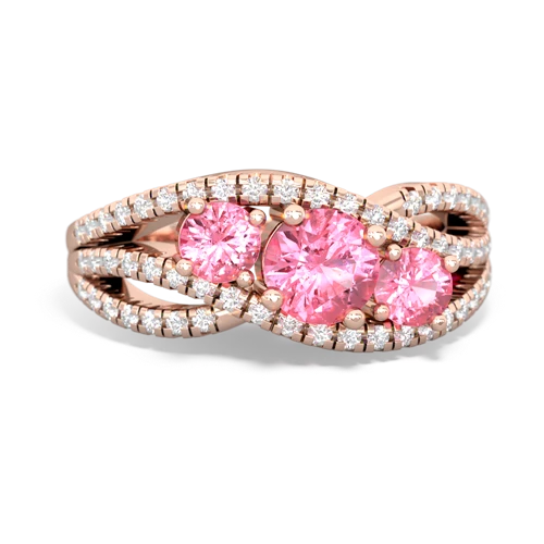 pink sapphire-pink sapphire three stone pave ring