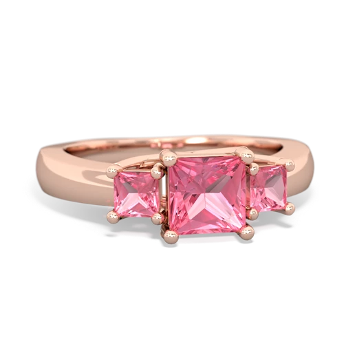 Lab Pink Sapphire Lab Created Pink Sapphire with Lab Created Pink Sapphire and Lab Created Alexandrite Three Stone Trellis ring Ring