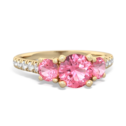 pink sapphire-blue topaz trellis pave ring