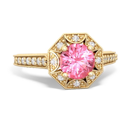 Lab Pink Sapphire Art-Deco Starburst Lab Created Pink Sapphire ring Ring