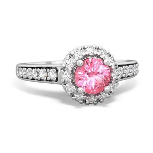 pink sapphire classic halo ring