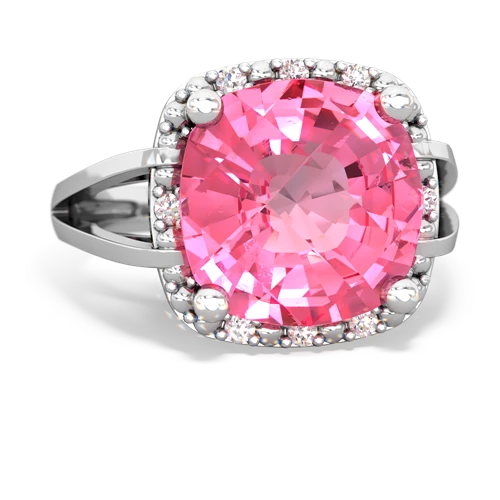 Lab Pink Sapphire Halo Cocktail Lab Created Pink Sapphire ring Ring