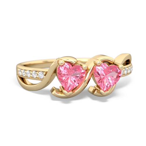 Lab Pink Sapphire Side by Side Lab Created Pink Sapphire ring Ring