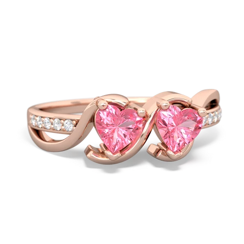 pink sapphire double heart ring