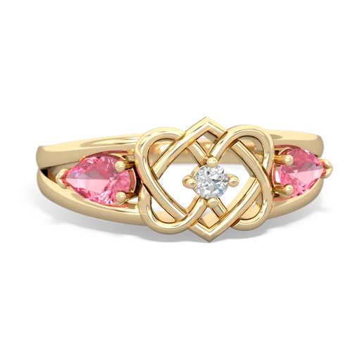 pink sapphire double heart ring