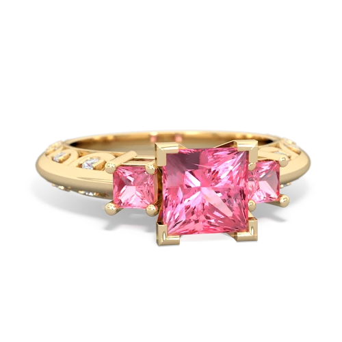 Lab Pink Sapphire Lab Created Pink Sapphire with  and  Art Deco ring Ring