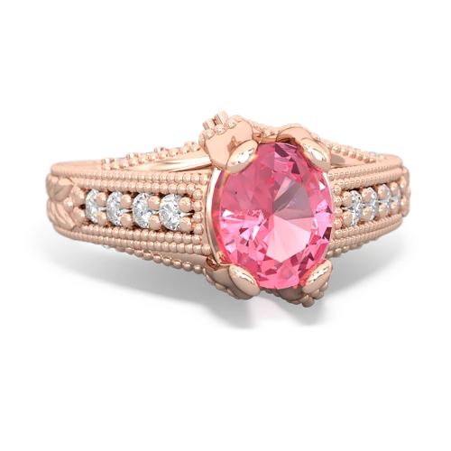 Lab Pink Sapphire Antique Style Lab Created Pink Sapphire ring Ring