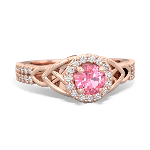 Lab Pink Sapphire Celtic Knot Halo Lab Created Pink Sapphire ring Ring