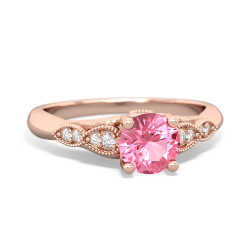 pink sapphire filigree milgrain ring