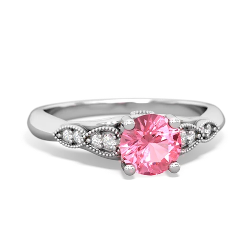 pink sapphire filigree milgrain ring