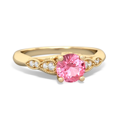 pink sapphire filigree milgrain ring