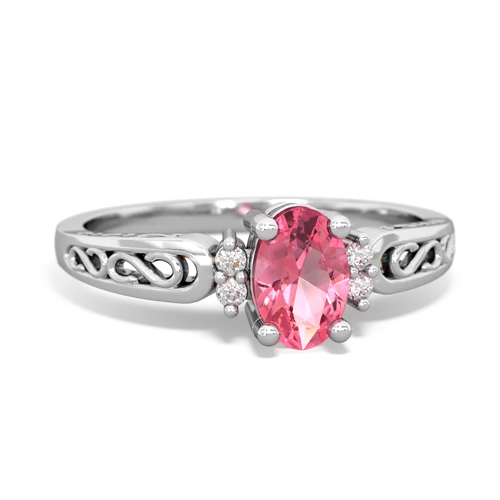 Lab Pink Sapphire filligree Scroll Lab Created Pink Sapphire ring Ring