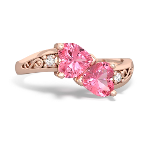 Lab Pink Sapphire Snuggling Hearts Lab Created Pink Sapphire ring Ring