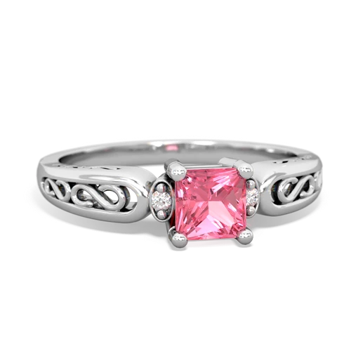 Lab Pink Sapphire filligree Scroll Lab Created Pink Sapphire ring Ring