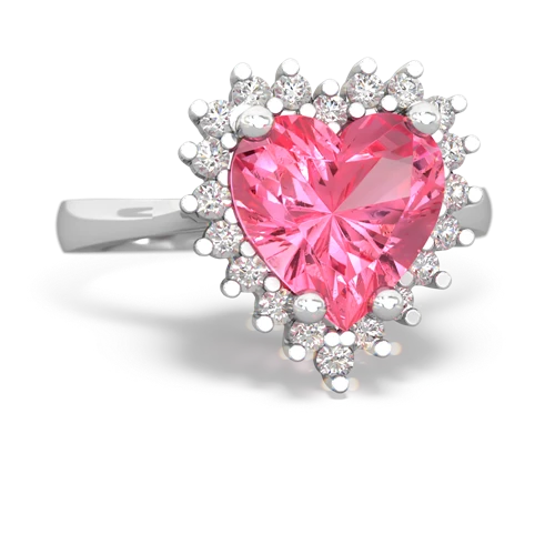 Lab Pink Sapphire Halo Heart Lab Created Pink Sapphire ring Ring