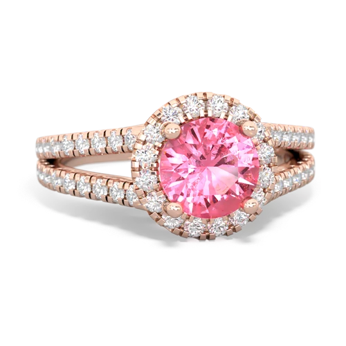 Lab Pink Sapphire Pave Halo Lab Created Pink Sapphire ring Ring