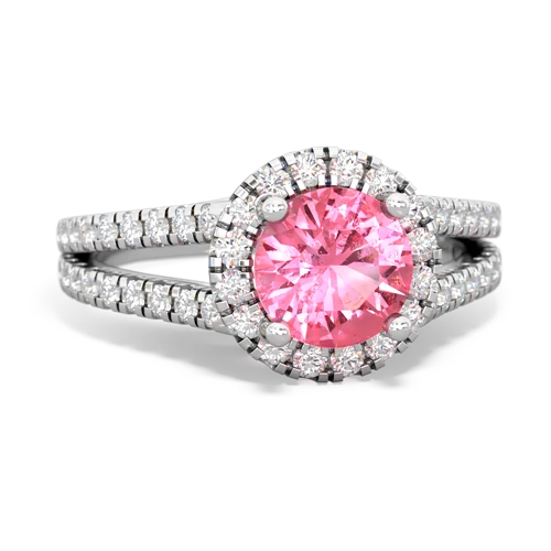 pink sapphire halo pave ring