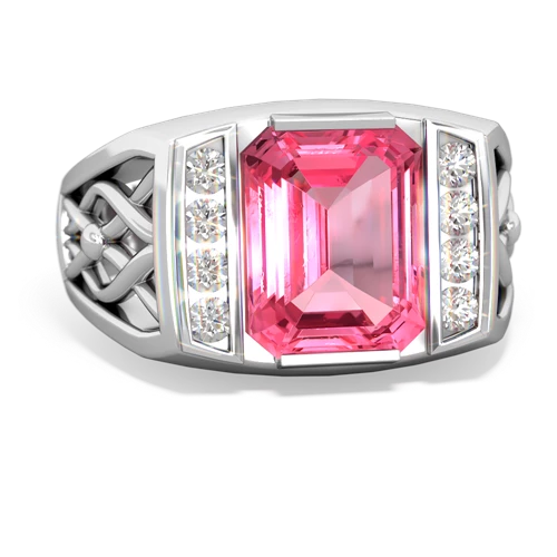 Lab Pink Sapphire Men s Rings in 14K Gold JewelsForMe