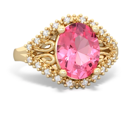 Lab Pink Sapphire Antique Style Lab Created Pink Sapphire ring Ring