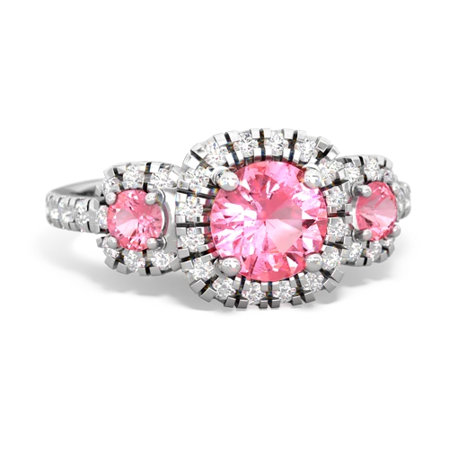 pink sapphire three stone regal ring