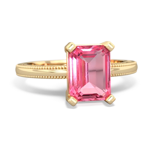 Lab Pink Sapphire Milgrain Scroll Lab Created Pink Sapphire ring Ring