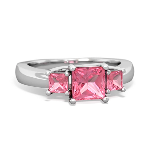 Lab Pink Sapphire Lab Created Pink Sapphire with  and  Three Stone Trellis ring Ring