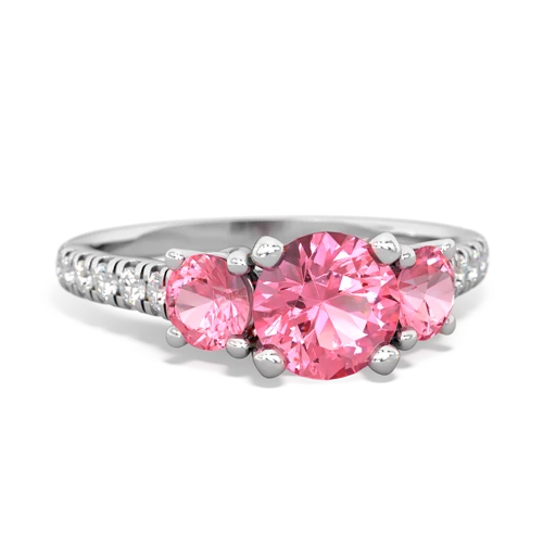 Lab Pink Sapphire Lab Created Pink Sapphire with  and  Pave Trellis ring Ring
