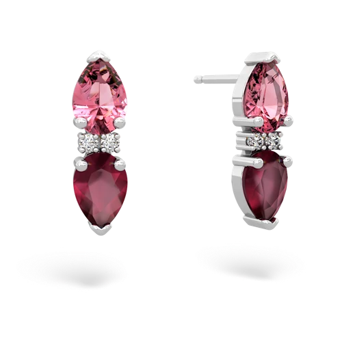 pink sapphire-ruby bowtie earrings