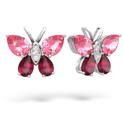 pink sapphire-ruby butterfly earrings