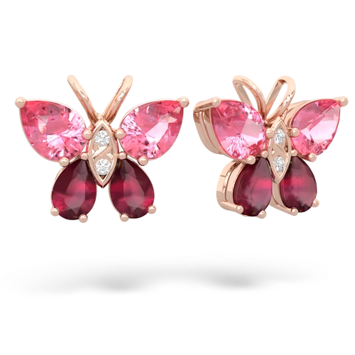 pink sapphire-ruby butterfly earrings