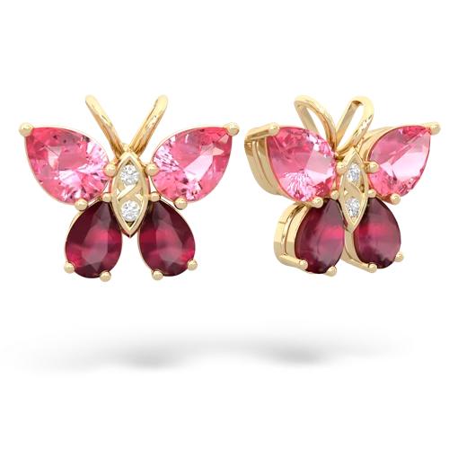 pink sapphire-ruby butterfly earrings