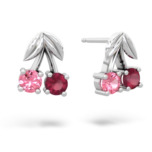 pink sapphire-ruby cherries earrings