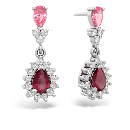 pink sapphire-ruby dangle earrings